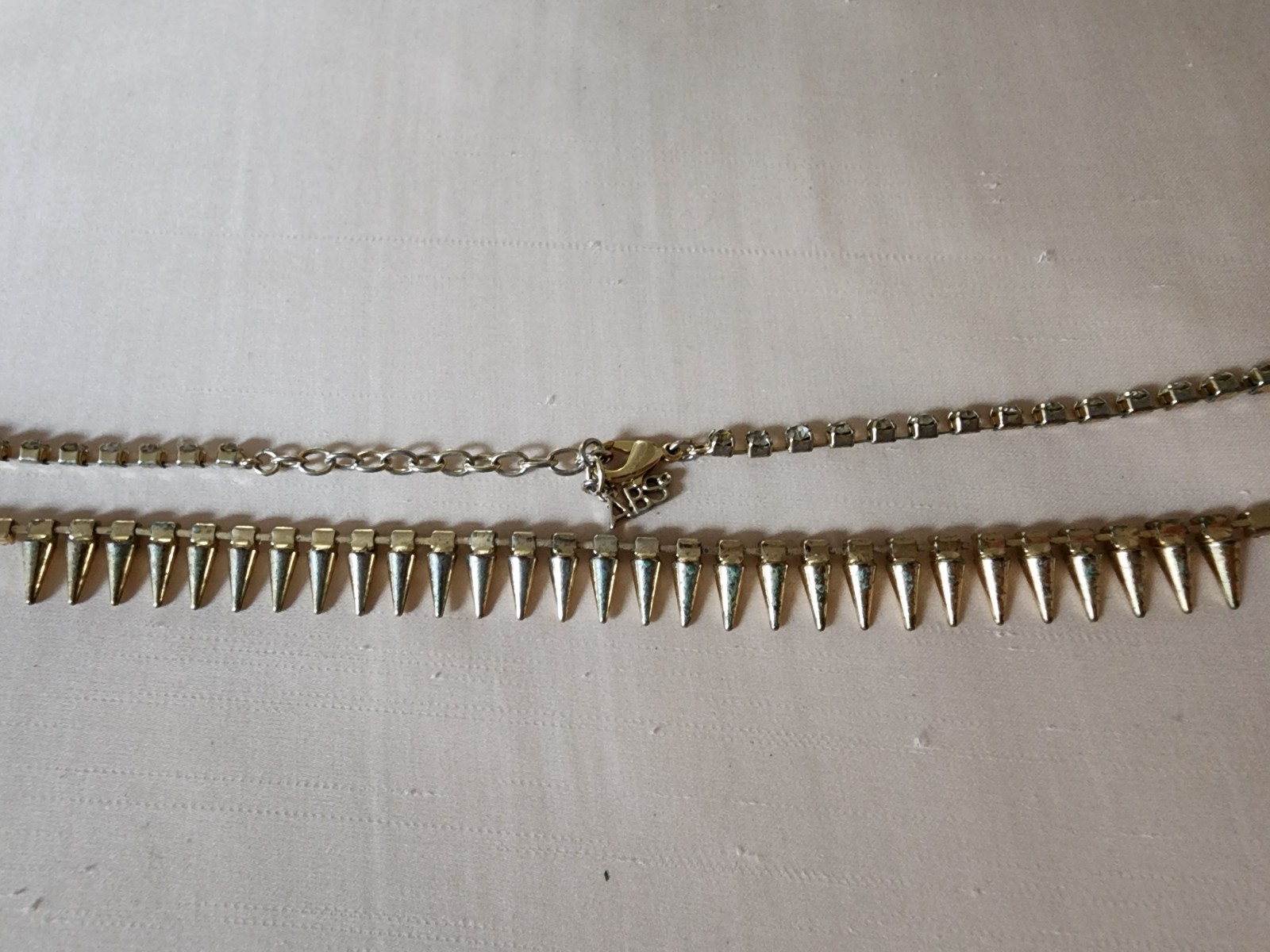 ABS Gold Spikes & Rhinestones Necklace