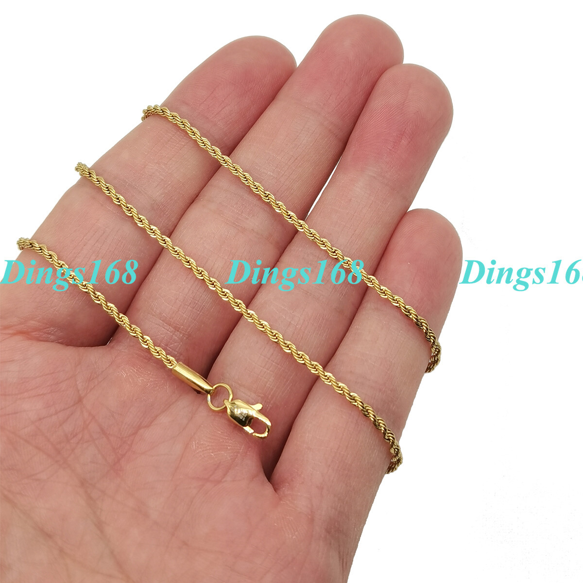 18K Gold Filled 1.7mm Thin Rope Chain Necklace 16/18/20/22/24/26″ 28″ 30″ 32inch