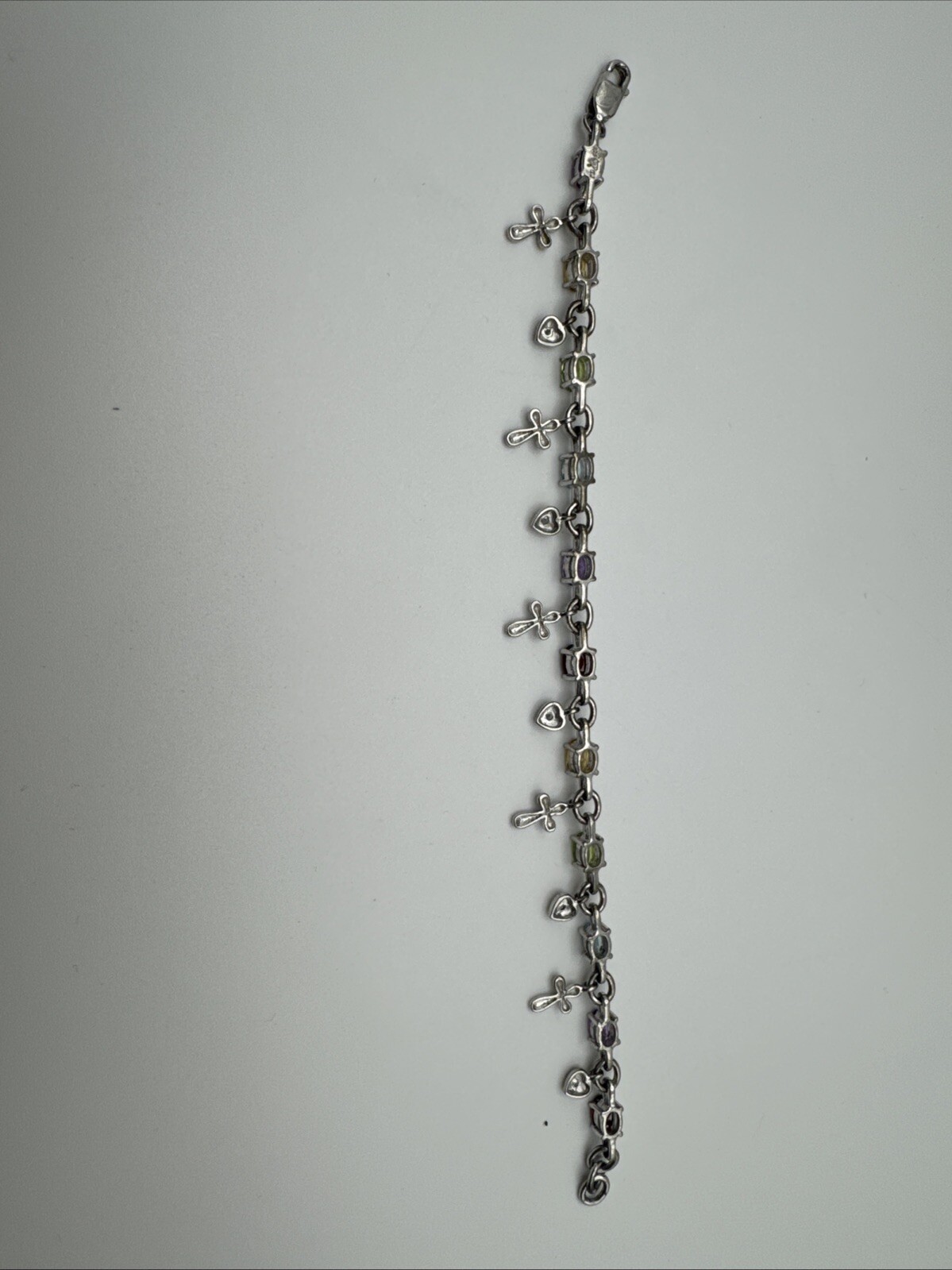 GemsTV Multi-Gem Cross/Heart 7.5″ Bracelet 11.4g