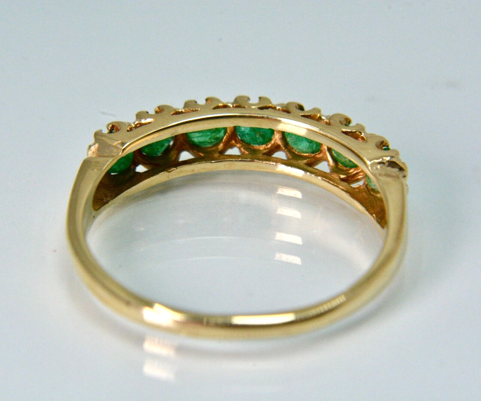.50ctw Round Cut Emeralds Prong Set Wedding Ring 14k Yellow Gold Size 7.25