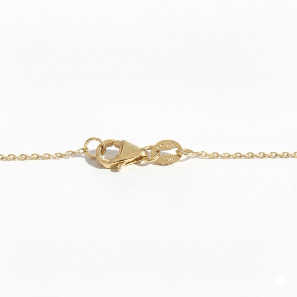 Solid 14k Yellow Gold Italian Horn And Chain Set