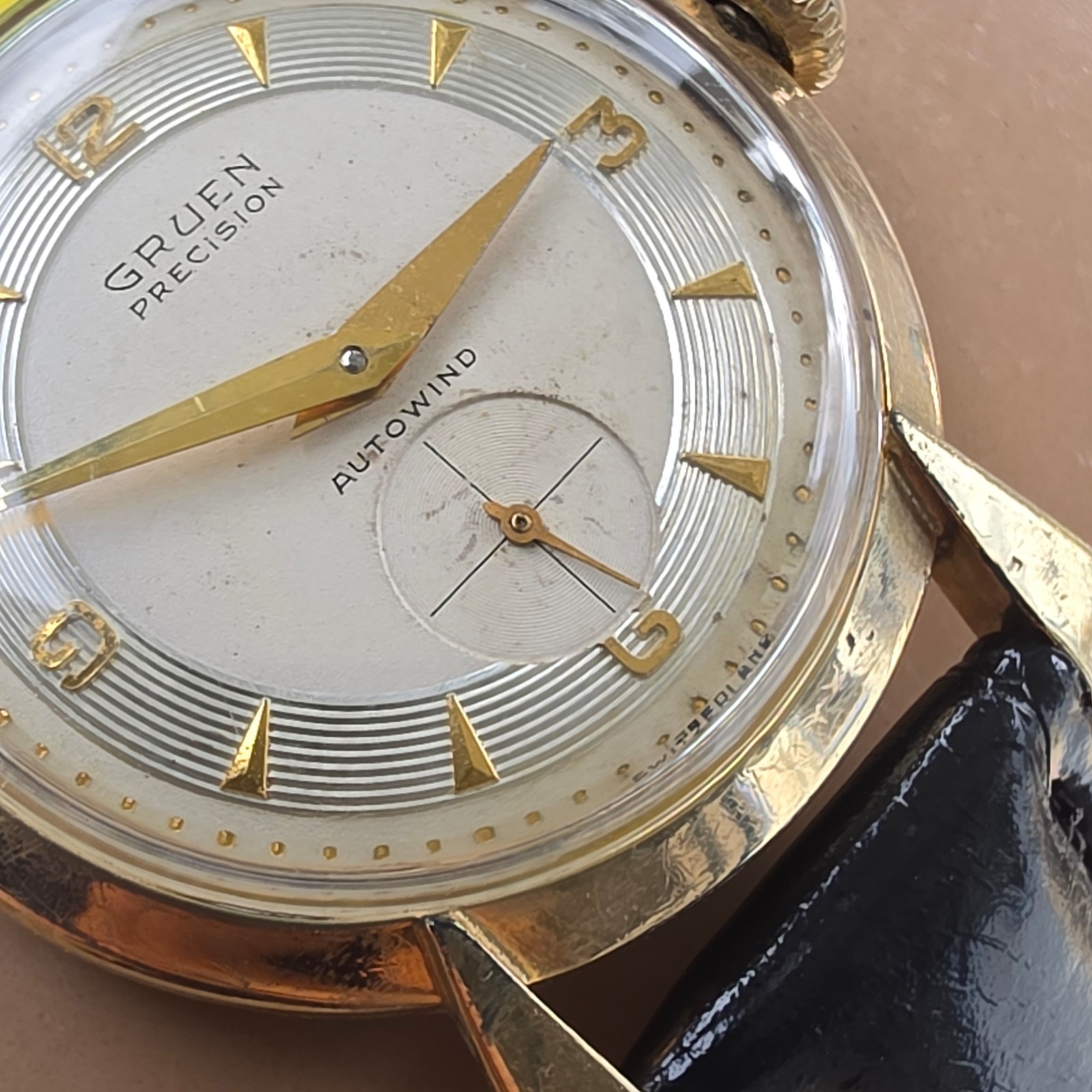 Vintage GRUEN men’s automatic watch 480/831 10K GF Concentric-circle dial 1952
