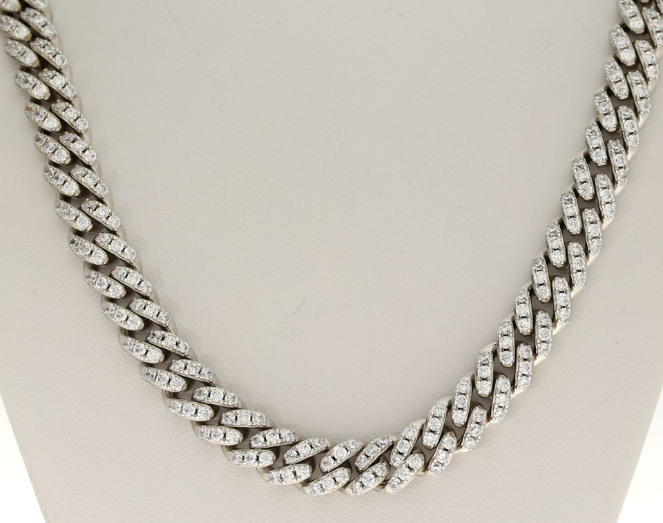 2.81Ozt 7.8MM SOLID Cuban Link Chain CZ Necklace 925 Sterling Silver 24” Long