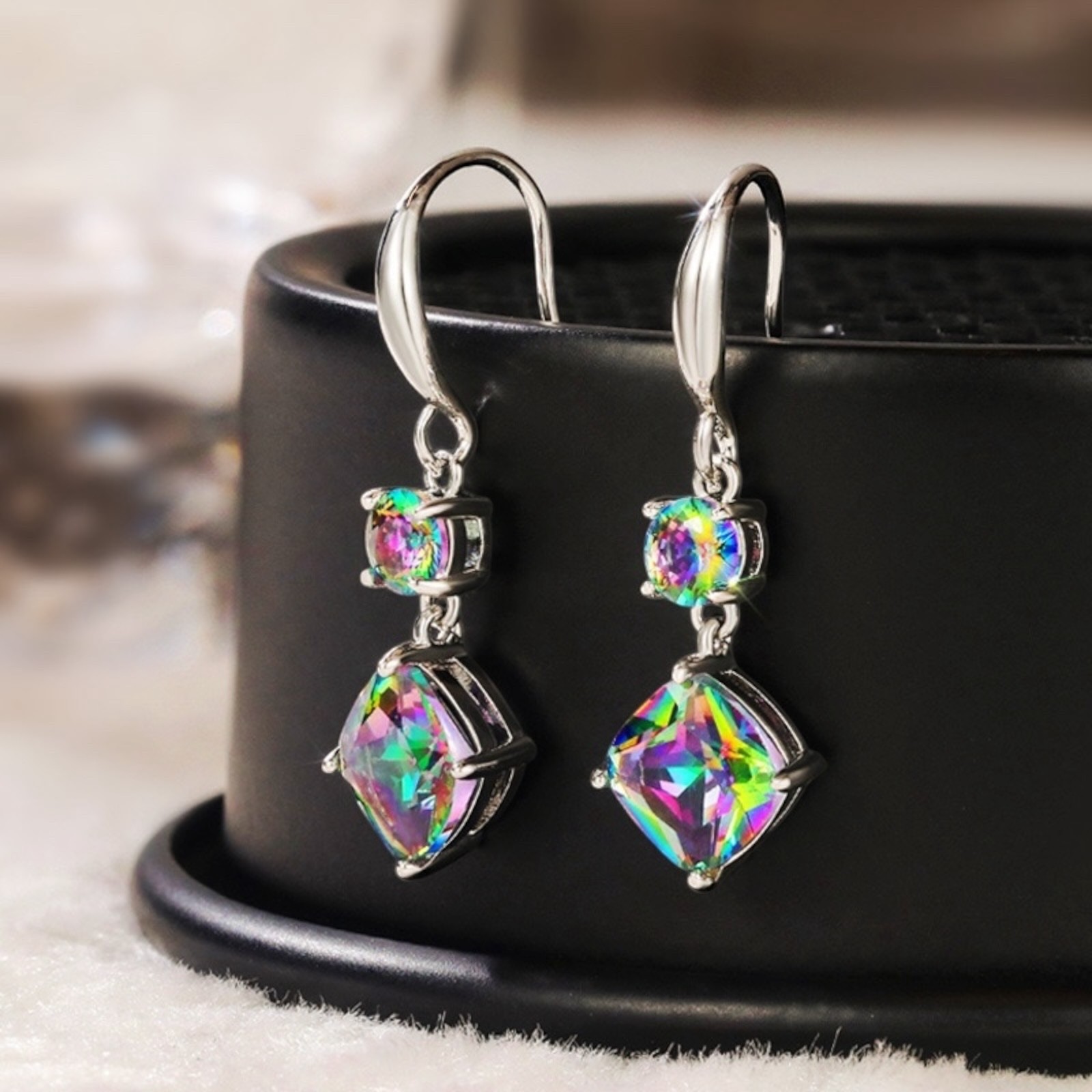 Gorgeous 925 Silver Plated Drop Earrings Women Jewelry Mystic Topaz A39