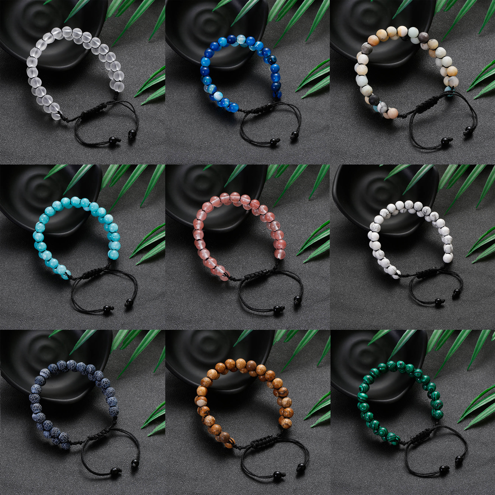 Natural Stone Bead Double Layer Braided Bracelet Bangles Healing Therapy Jewelry