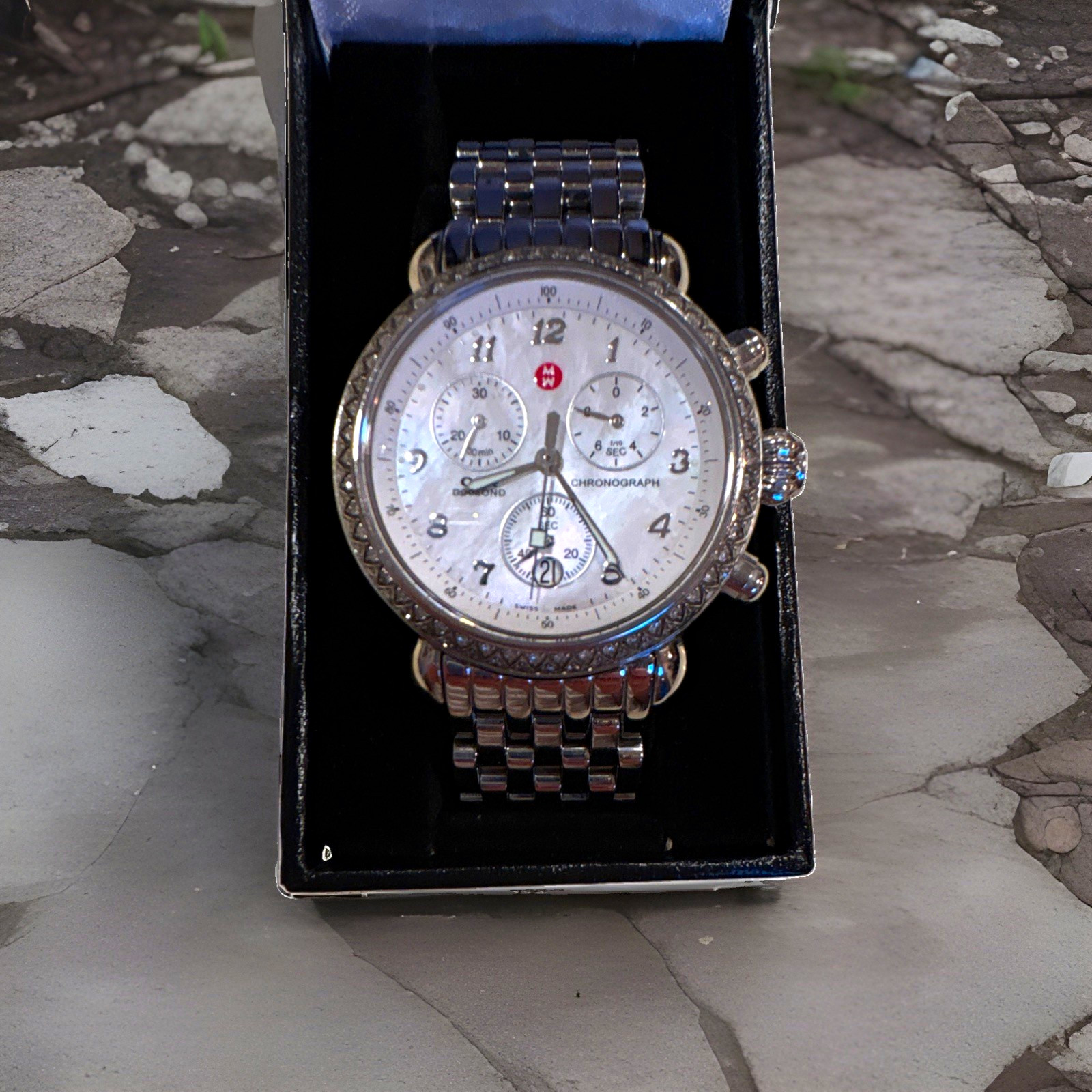 Michele CSX Women’s Quartz Chronograph 36mm Silver SS White Dial 3 ATM