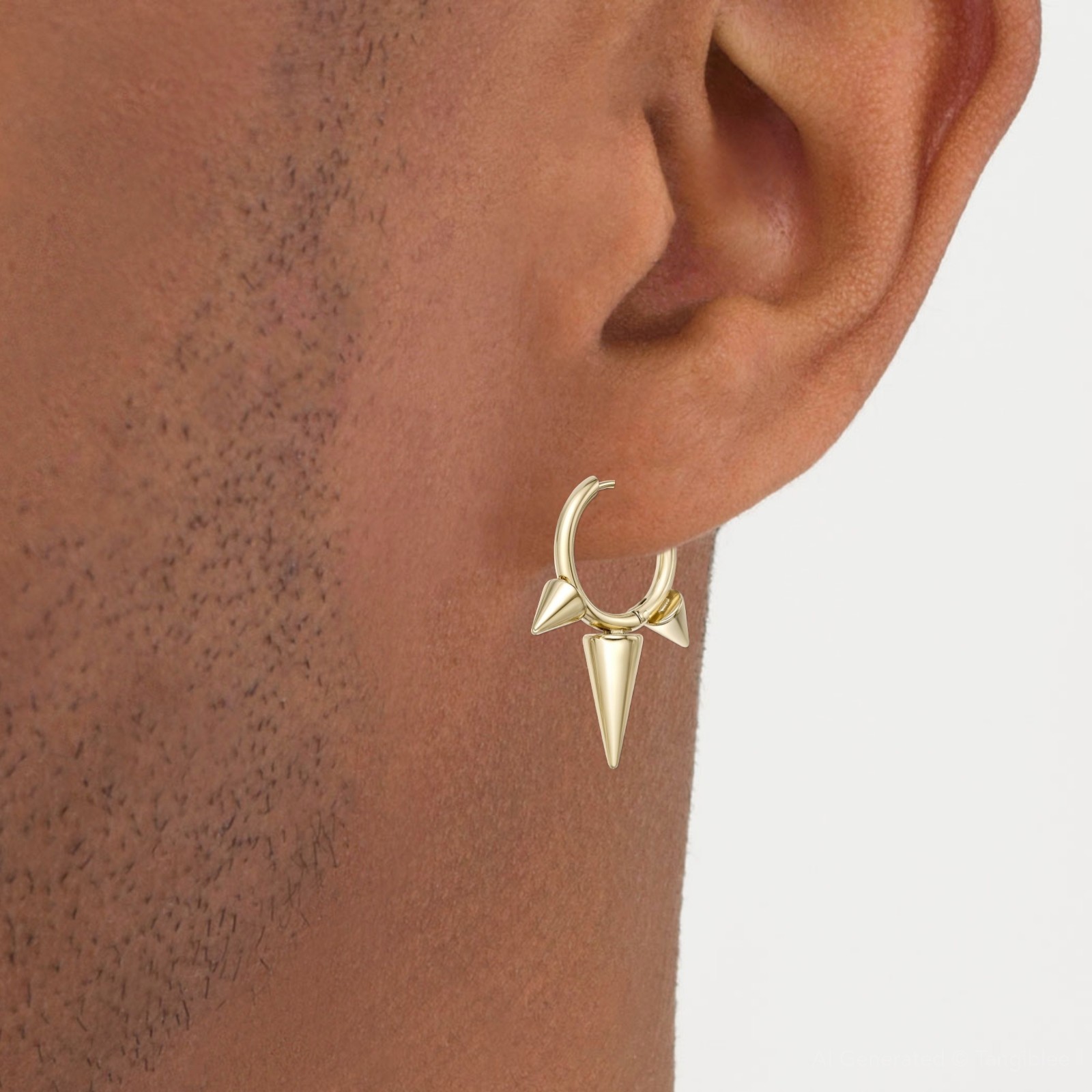 Solid 14K Yellow Gold Long Spike Drop Huggies Hoops Earrings Black Friday Sale