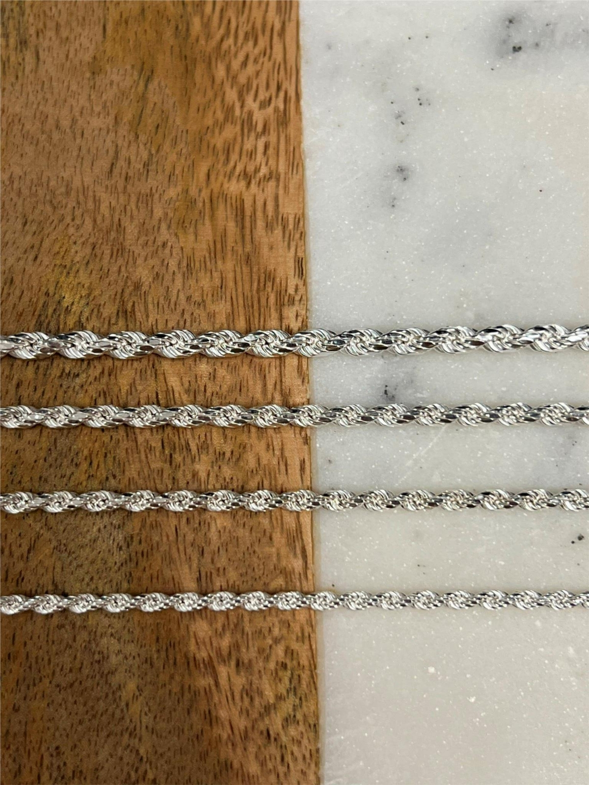 925 Sterling Silver Rope Chain Necklace 3mm 3.50mm 4mm 5mm, Lobster Clasp, New