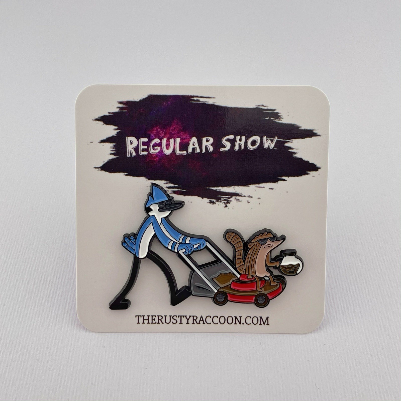 Regular Show Enamel Pin Mordecai And Rigby Lawnmower And Coffee