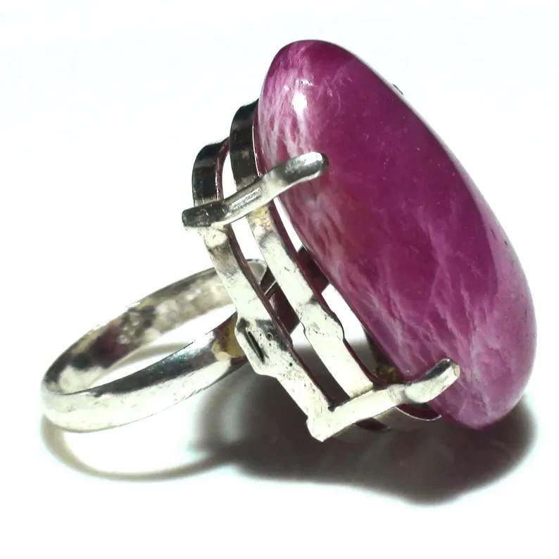 Handmade 81.75 ct Cherry Pink Ruby Ring – 925 Sterling Silver, Size 9