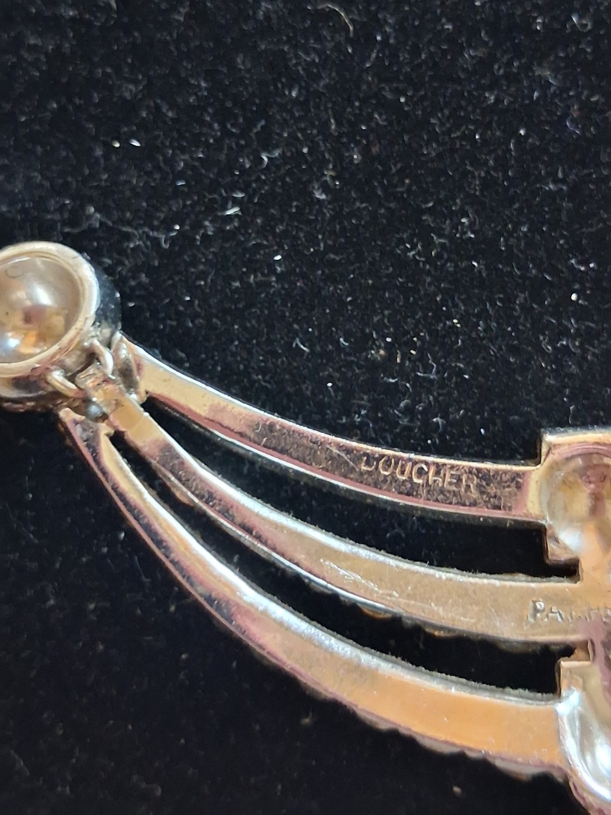 Boucher Multi Swag Rhinestone Necklace-Signed, Patent Number