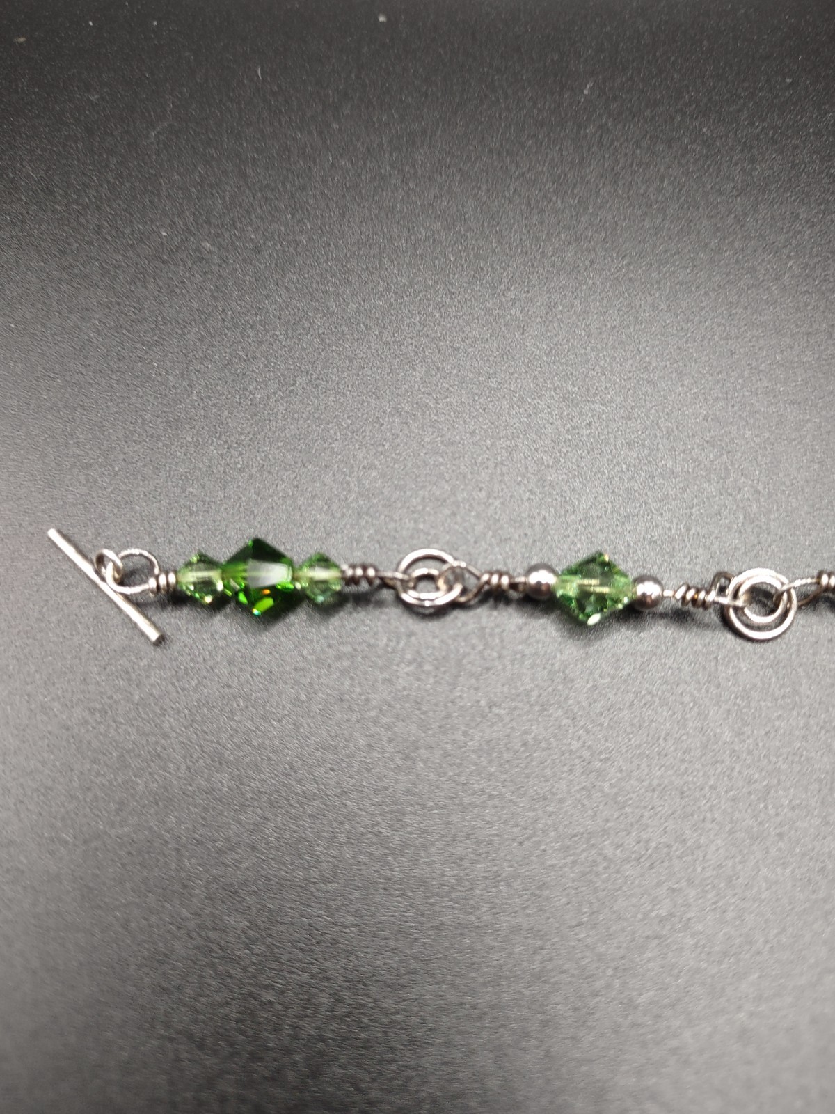 Made With Green Swarovski Crystals Bracelet SS Clasp Fashion Jewelry Handmade