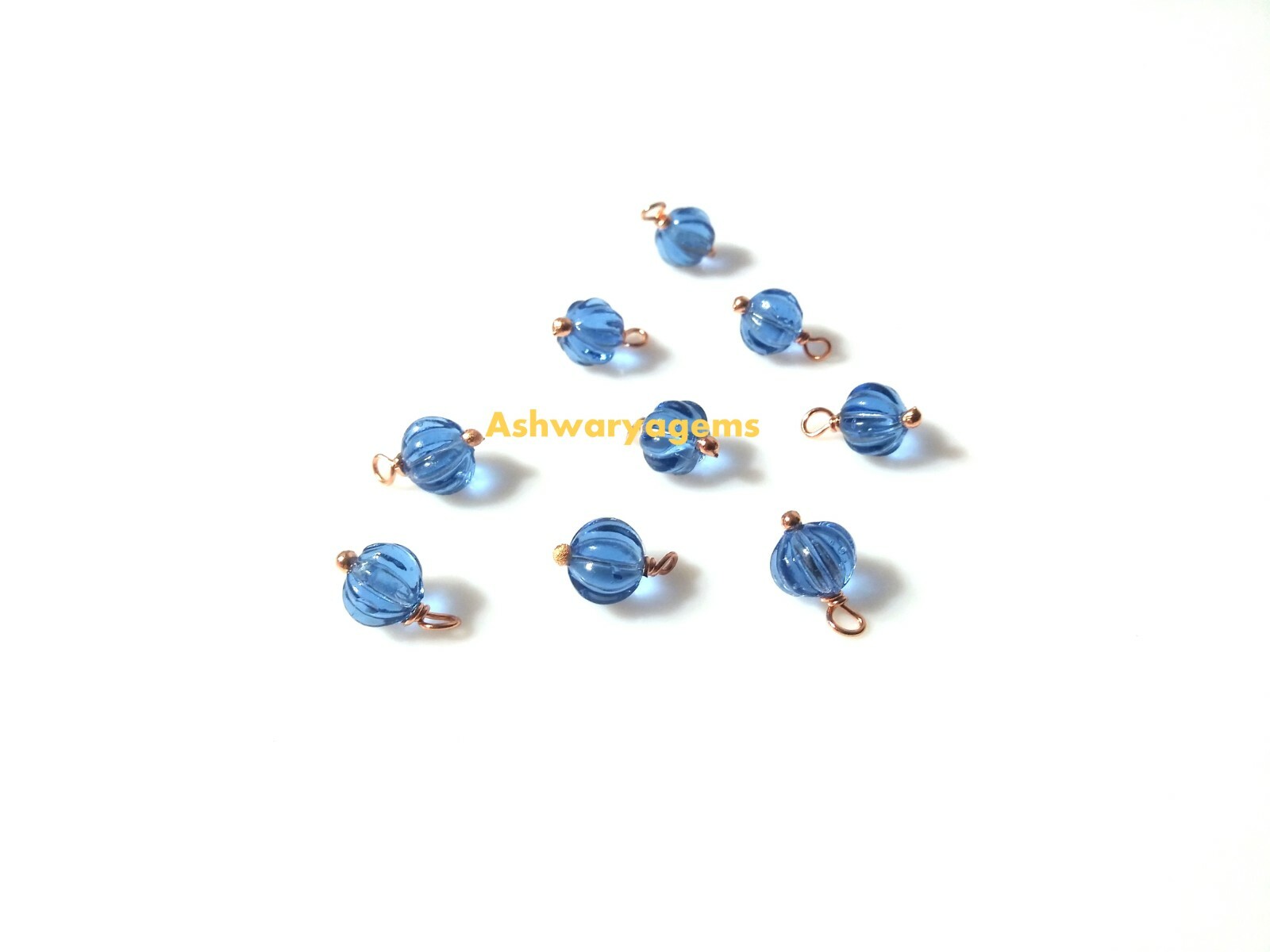 Tanzanite Color Lab-Created Watermelon Carved Rose Gold Wire Wrapped 50 PECS