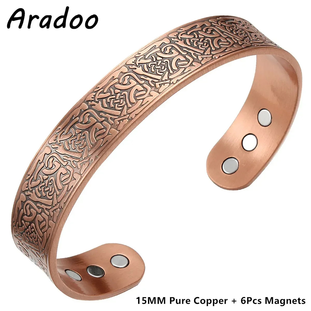 Vintage Style Pure Copper Cuff Bracelets with 3500 Gauss Magnetic Therapy Bangle