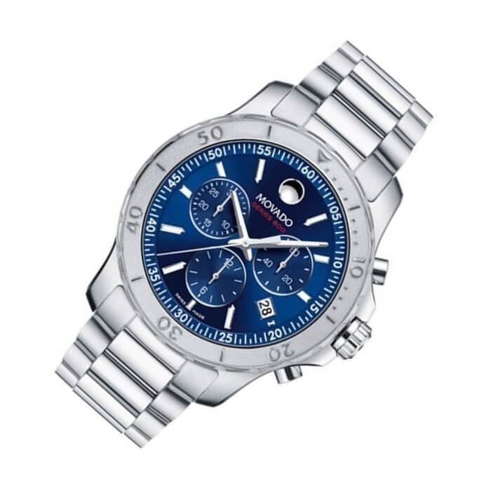 Movado Series 800 Blue Dial Silver Bezel SS Chronograph Watch – Model # 2600151