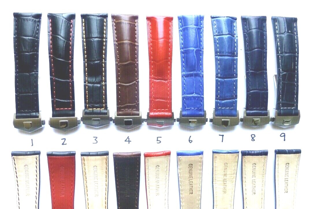Genuine Leather Band strap with Deployment Clasp for Tag Heuer Monaco Carrera
