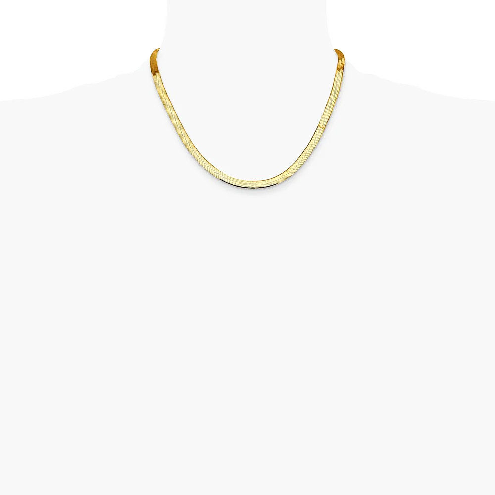 14K Yellow Gold 5.5mm Silky Herringbone Chain Necklace 16″-24″