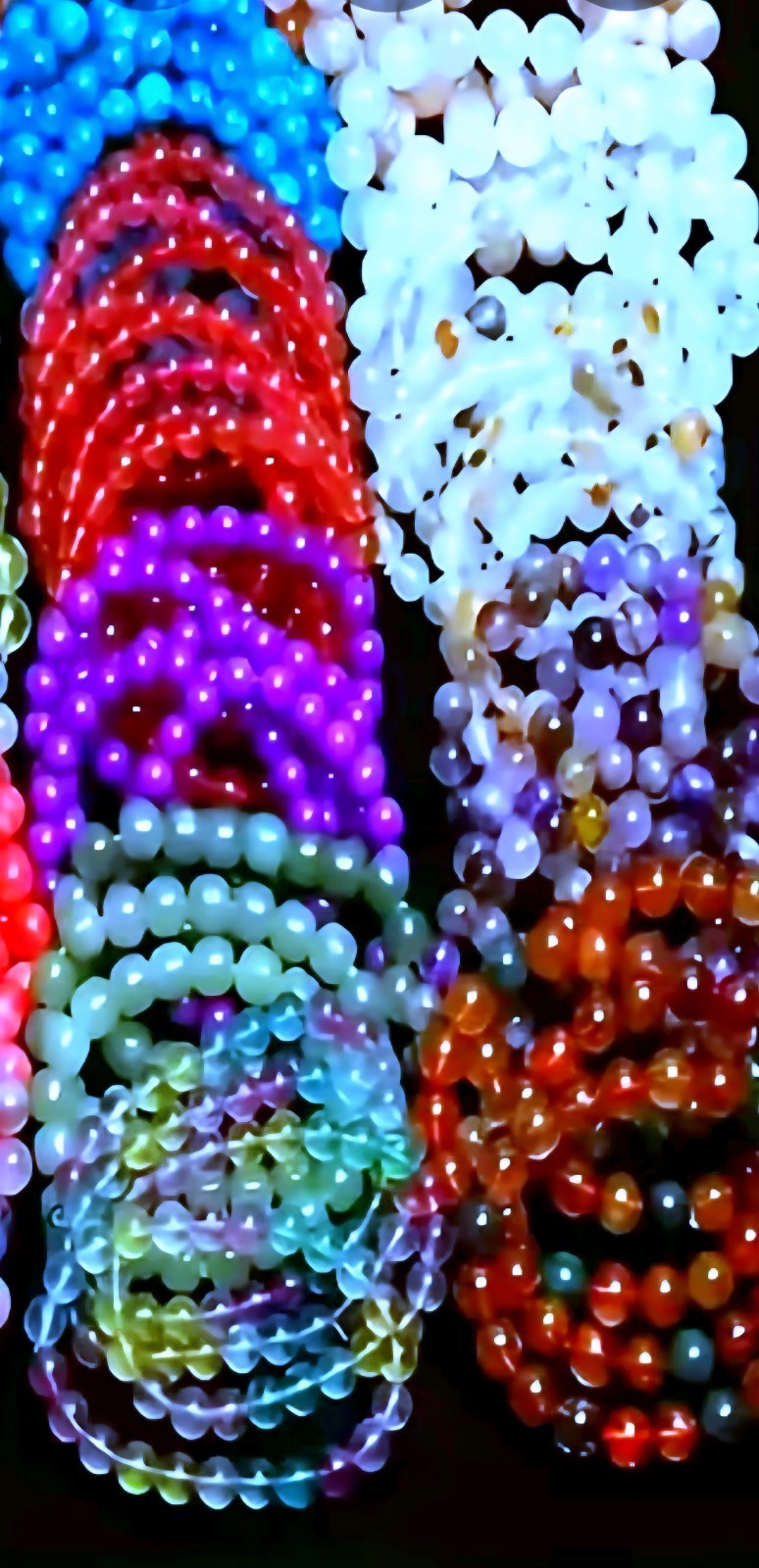 Mixed Lot Multicolor Stone Beaded Stretch Bracelets, Unisex Adults