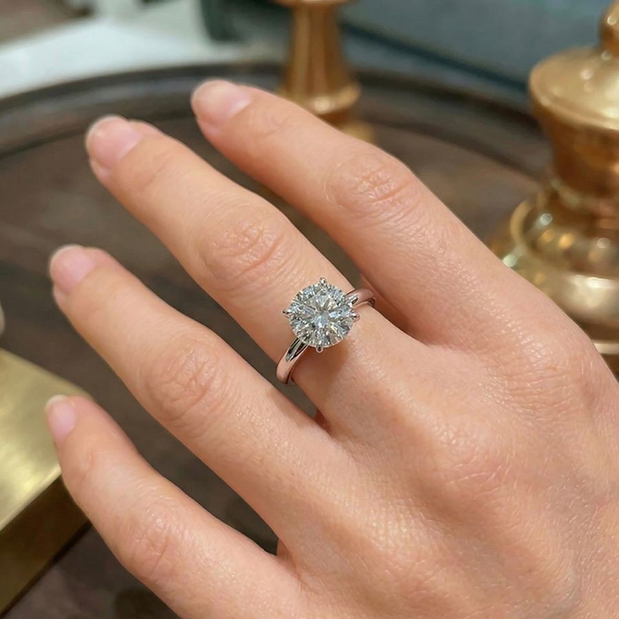 3.00Ct Round-Cut VS1 Lab Grown Diamond Wedding Engagement Ring 14k White Gold