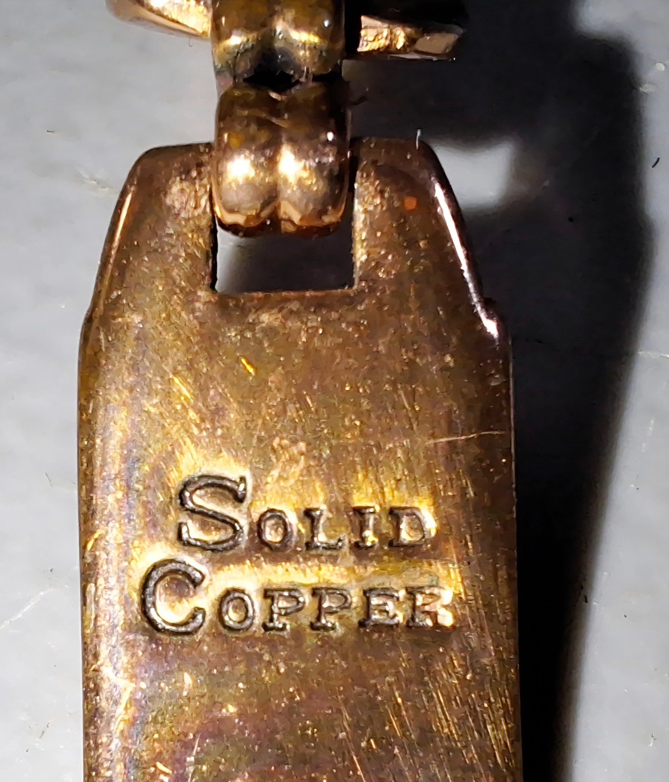Vintage “Solid Copper” Stamped ID Bracelet, 6.5″ w/Window Link Chain
