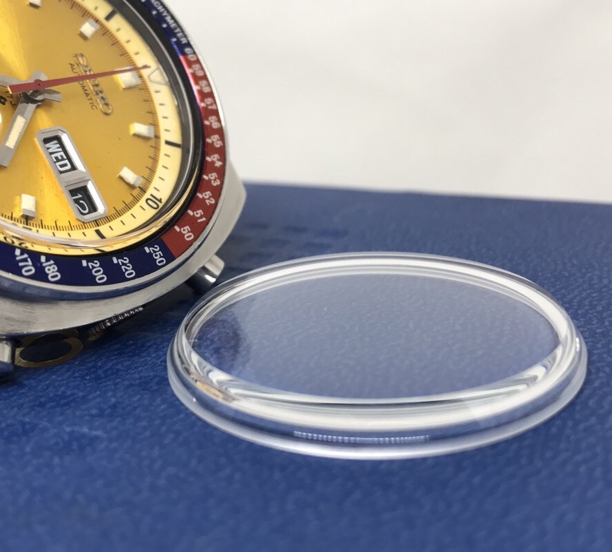 New Glass Mineral Crystal for Seiko 6139-6000 6139-6001 Yellow Pepsi Pogue
