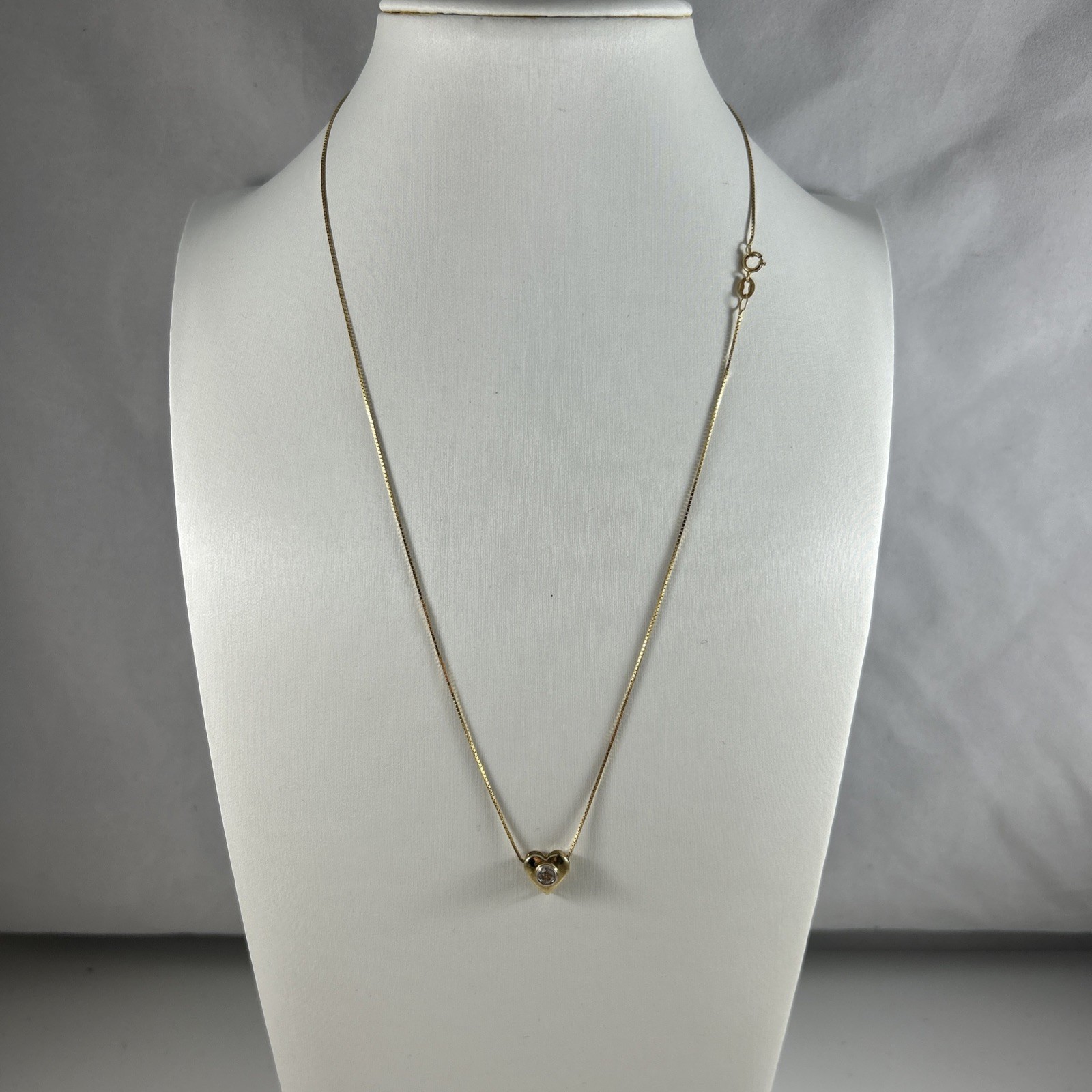 Unoaerre 10k Gold Box Chain Necklace With Diamond Heart Pendant