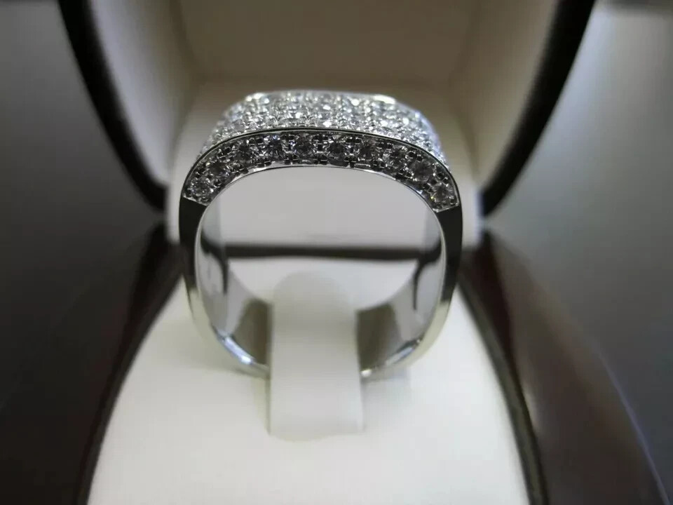 Men’s 3 Ct Round Cut Moissanite Cluster Engagement Ring Real 925 Sterling Silver