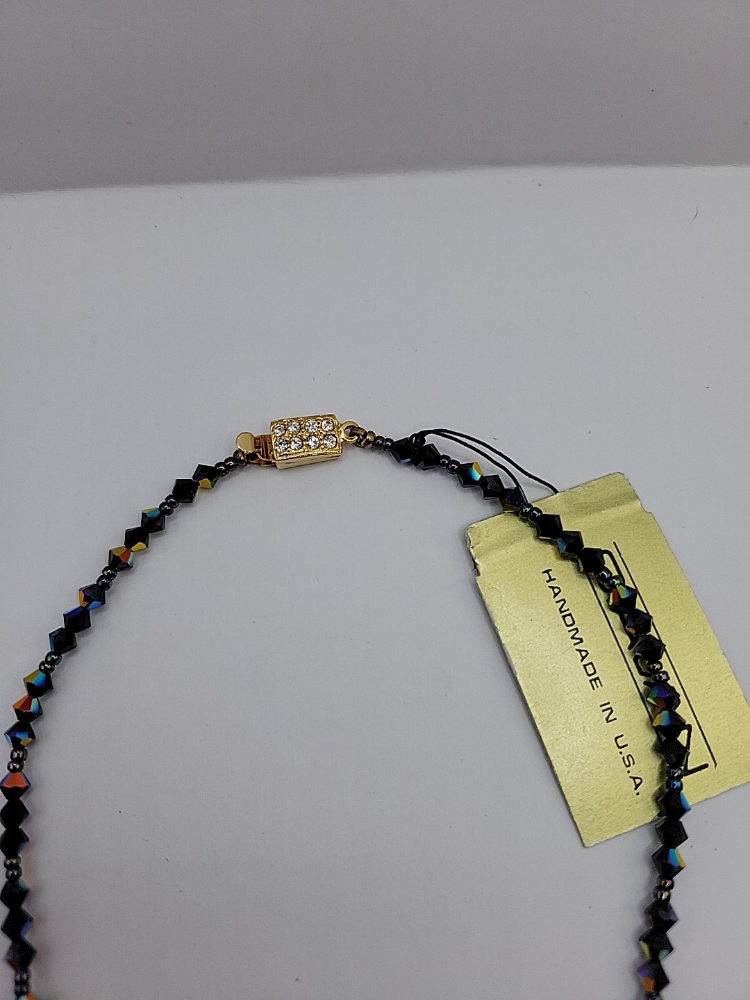 Nwt Vintage Giavan jet Black And Clear Swarovski Crystals Abs Choker.