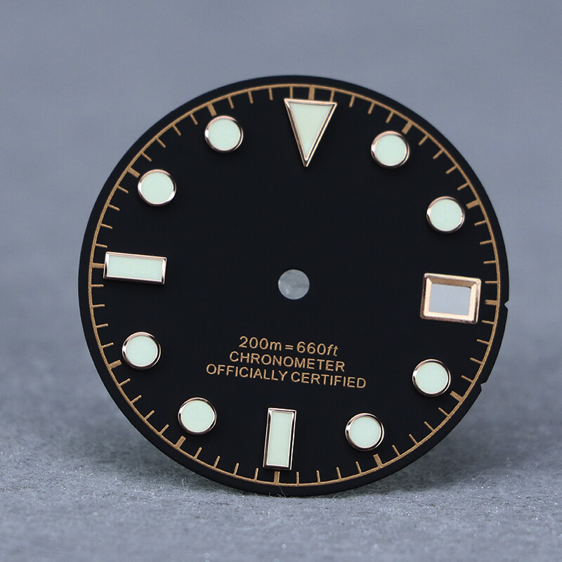 28.5mm dial matt black retro Tudor NH35 dial modified universal SKX007 BGW9 lume