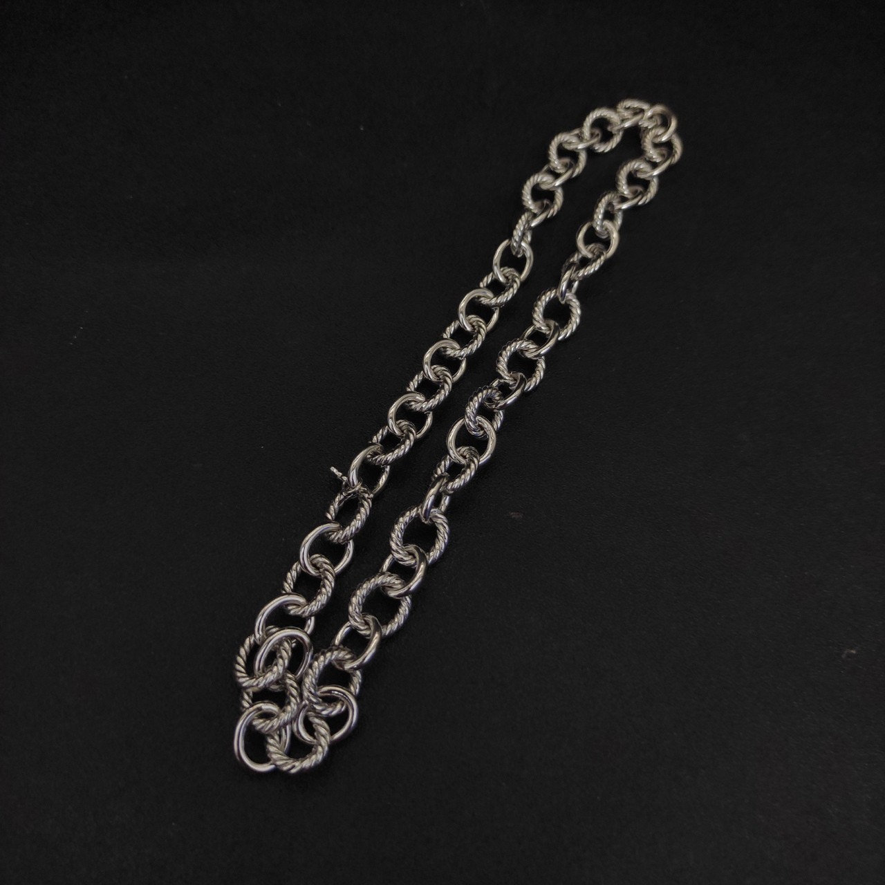 David Yurman 925 Sterling Silver Twisted Cable Large Link Statement Necklace 55