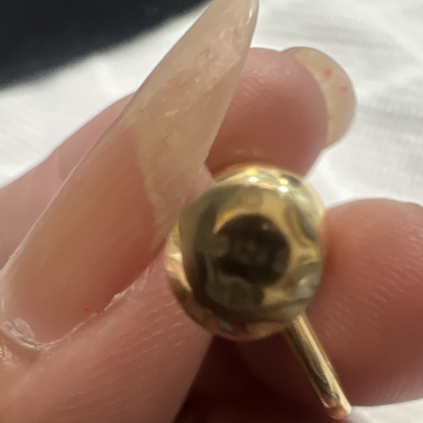 12K Yellow Gold Round Ball Stud Earrings Screw Back Closure Signed No Stone