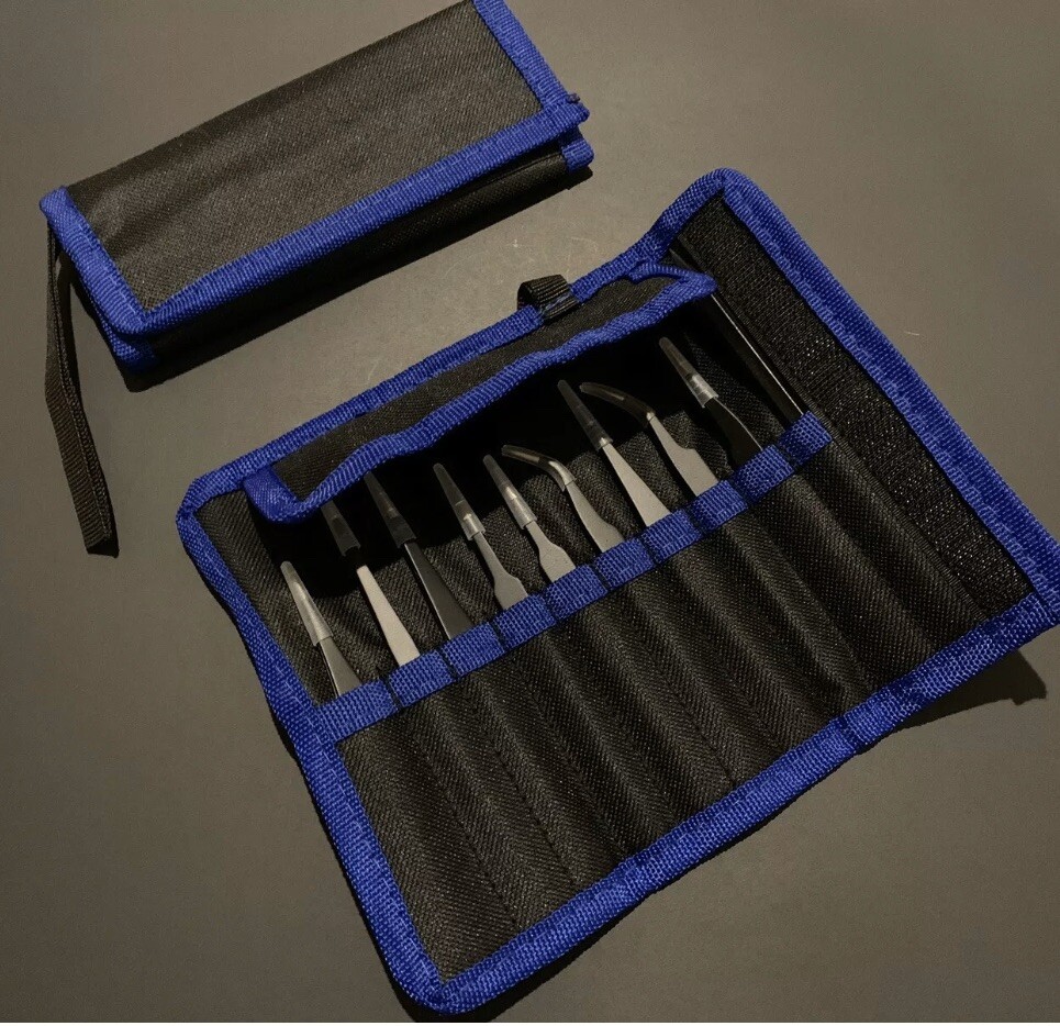 10pc Professional Tweezers Set for modelling hobby Jewelry Repair