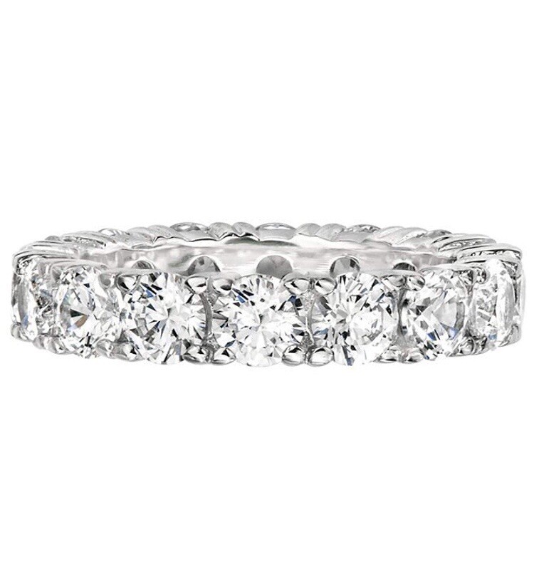 Men’s 4mm Tennis Ring Solid 925 Silver Icy Bling Round Cut CZ Pinky Wedding Band