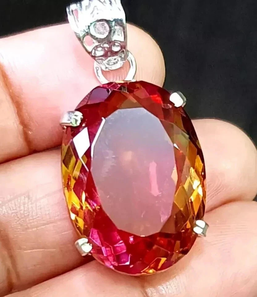 91.60 Ct Color Change Natural Alexandrite 925 Solid Silver Pendant Gemstone