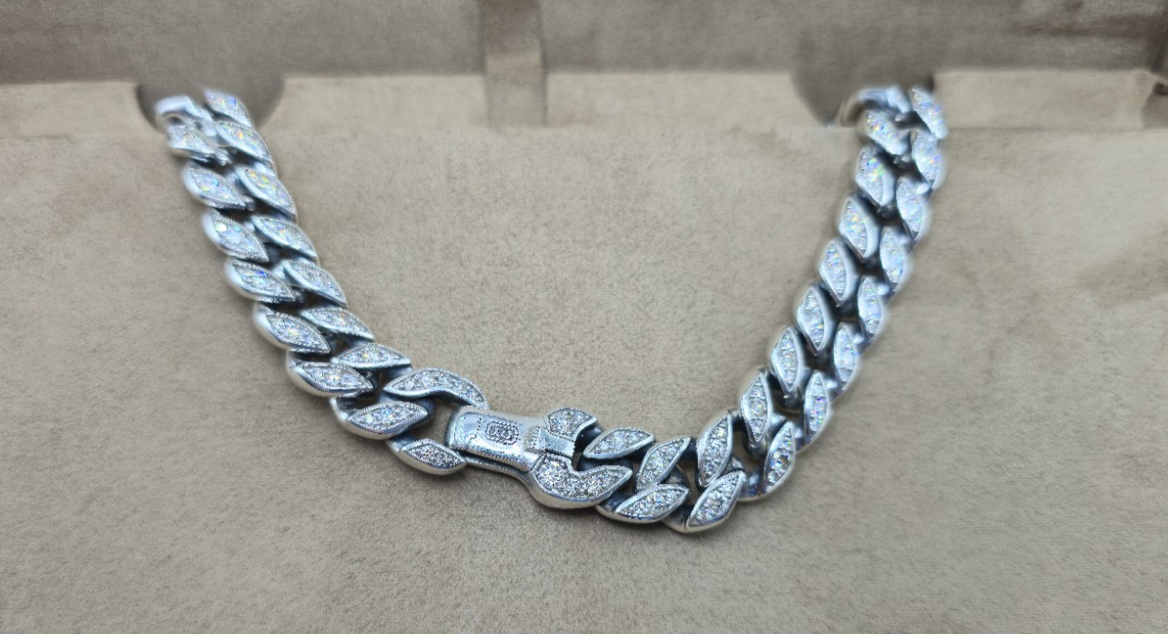 David Yurman Silver 11.5mm Pave Diamond Necklace 22″ $34,000… Lowest Price