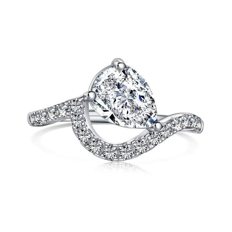 1.50Ct Pear Moissanite Infinity Band 925 Sterling Silver Twisted Promise Ring