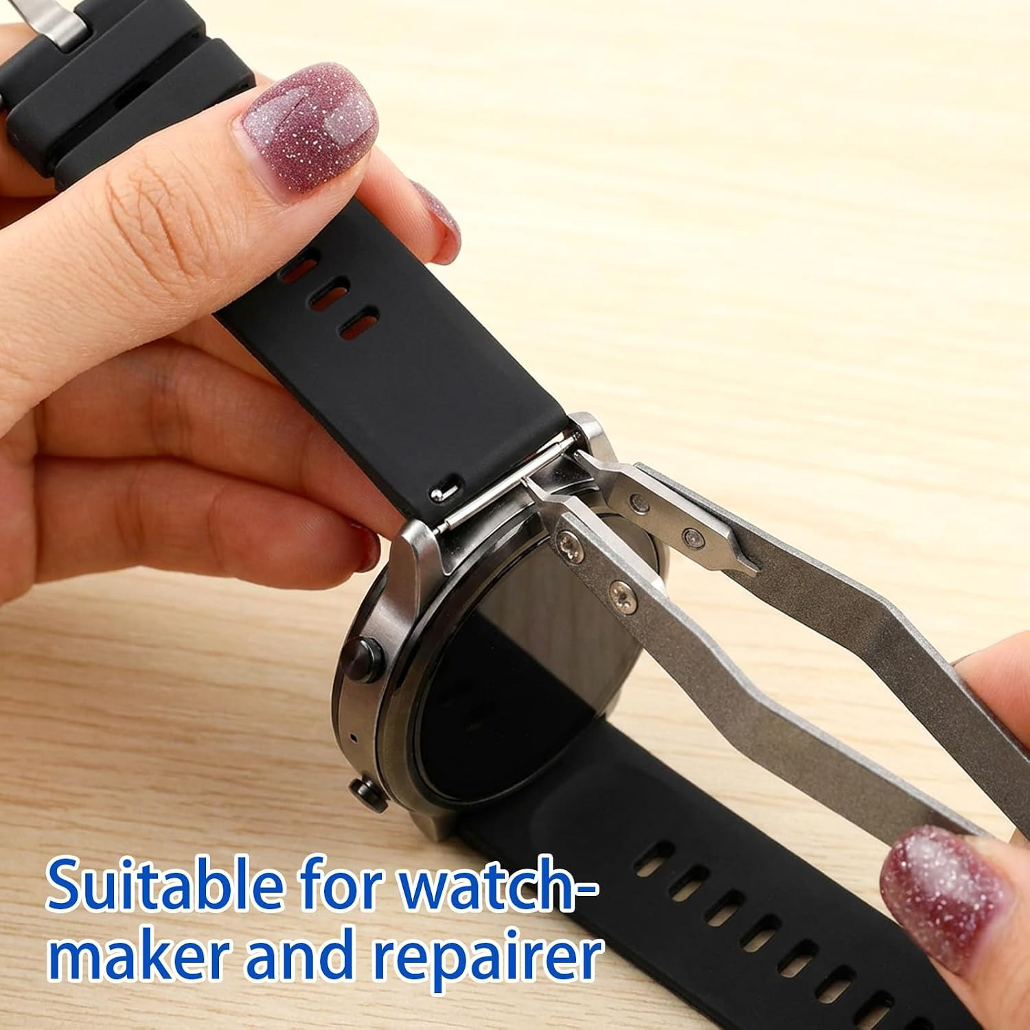 V Shape Aluminum Alloy Watch Spring Bar Tweezers Tool for Strap Removal & Repair
