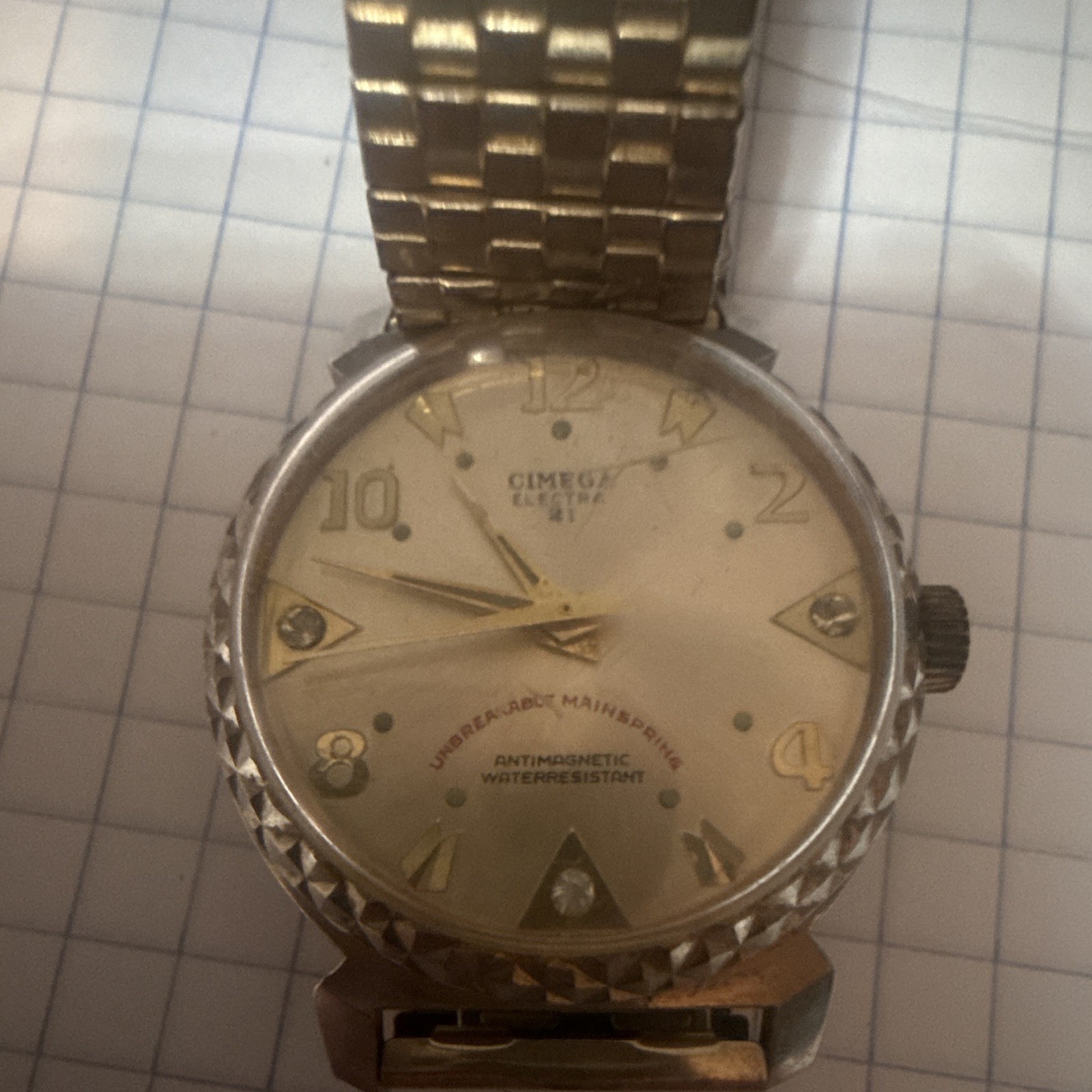 Cimega Electra 21 Vintage Manual Wind 35.5mm 21J Gold Dial Steel Bracelet