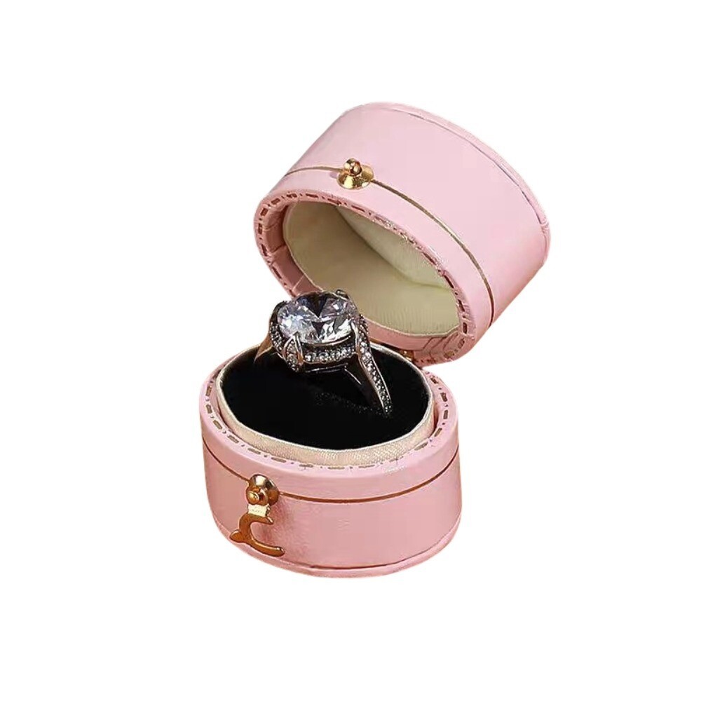 Luxury Vintage Leather Ring Boxes Engagement Wedding Ring Box Jewellery Case