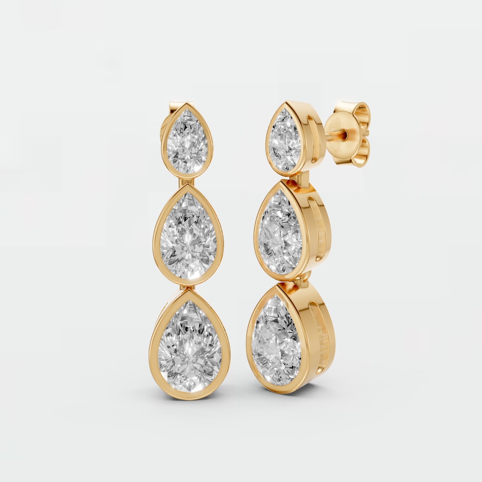 Modern 1.98 CTW Pear Lab Grown Diamond Drop Solid Gold Dangle Earrings