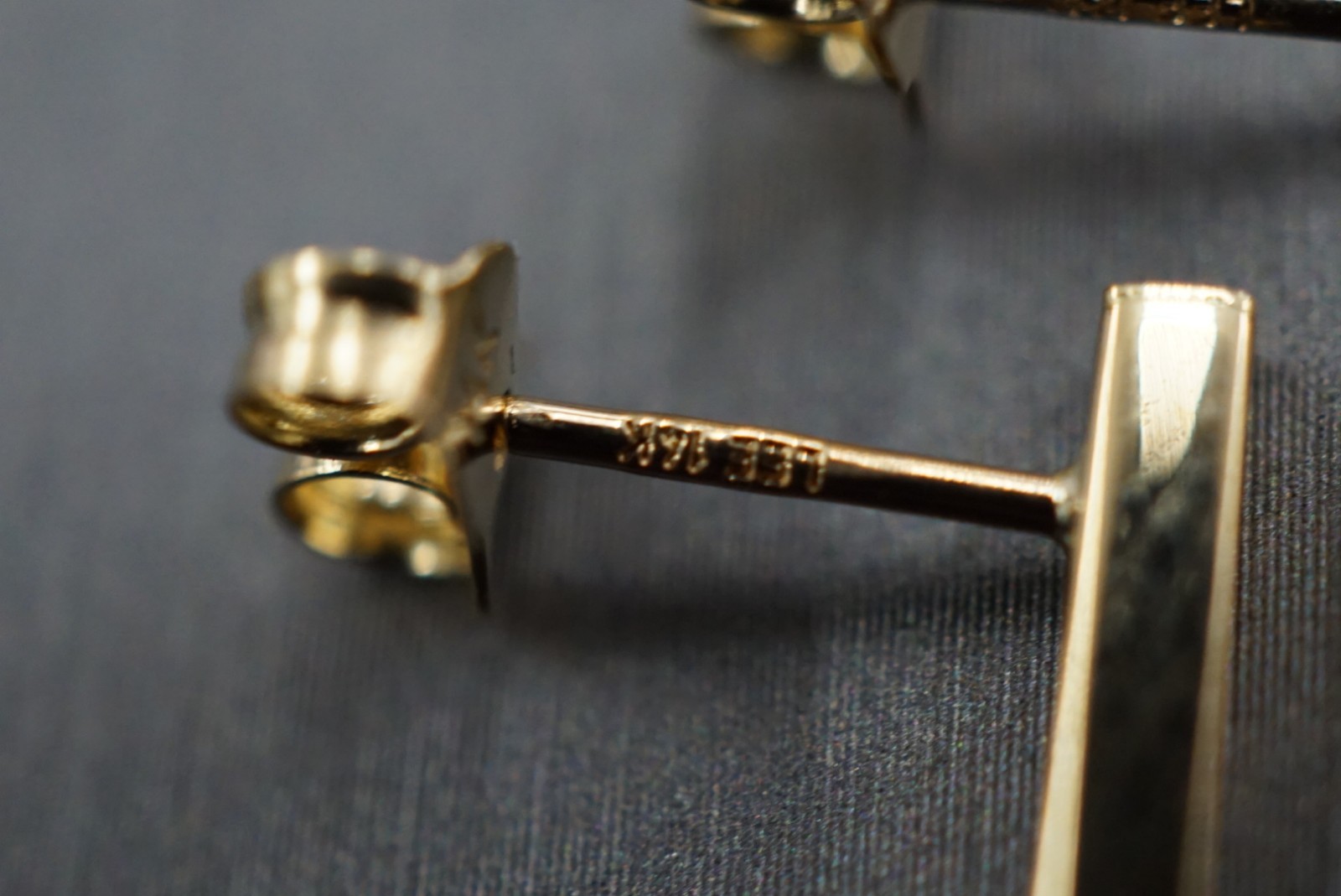 14K Solid Yellow Gold Little Bar Stud Earrings!! (#1608243)