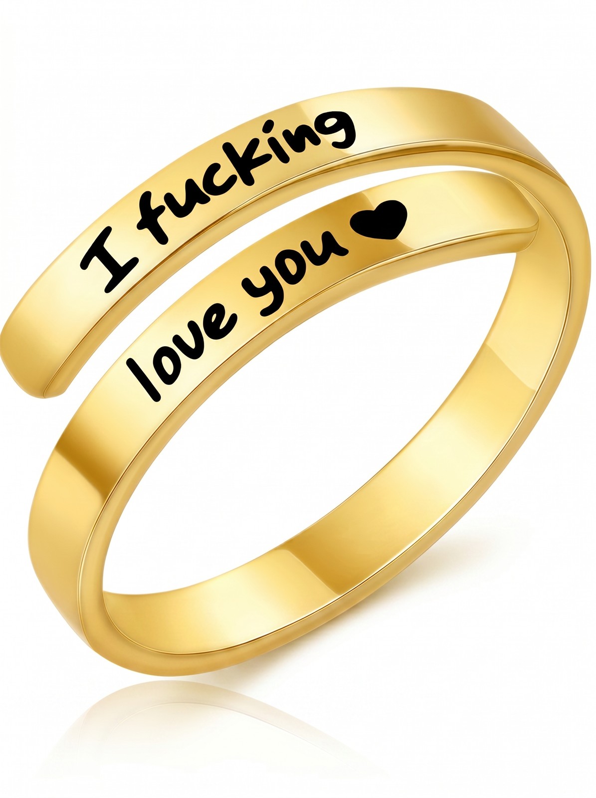 I Fu*king Love You Ring, Gold Statement Love Band, Funny Couple Gift, Adjustable