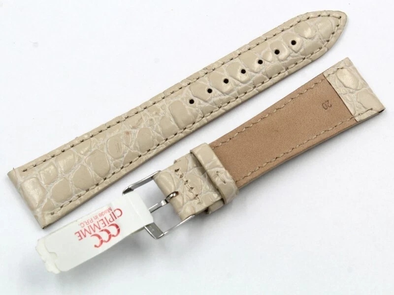 Genuine Leather Crocodile Print Cream Strap 20/16mm Accessories Watches New