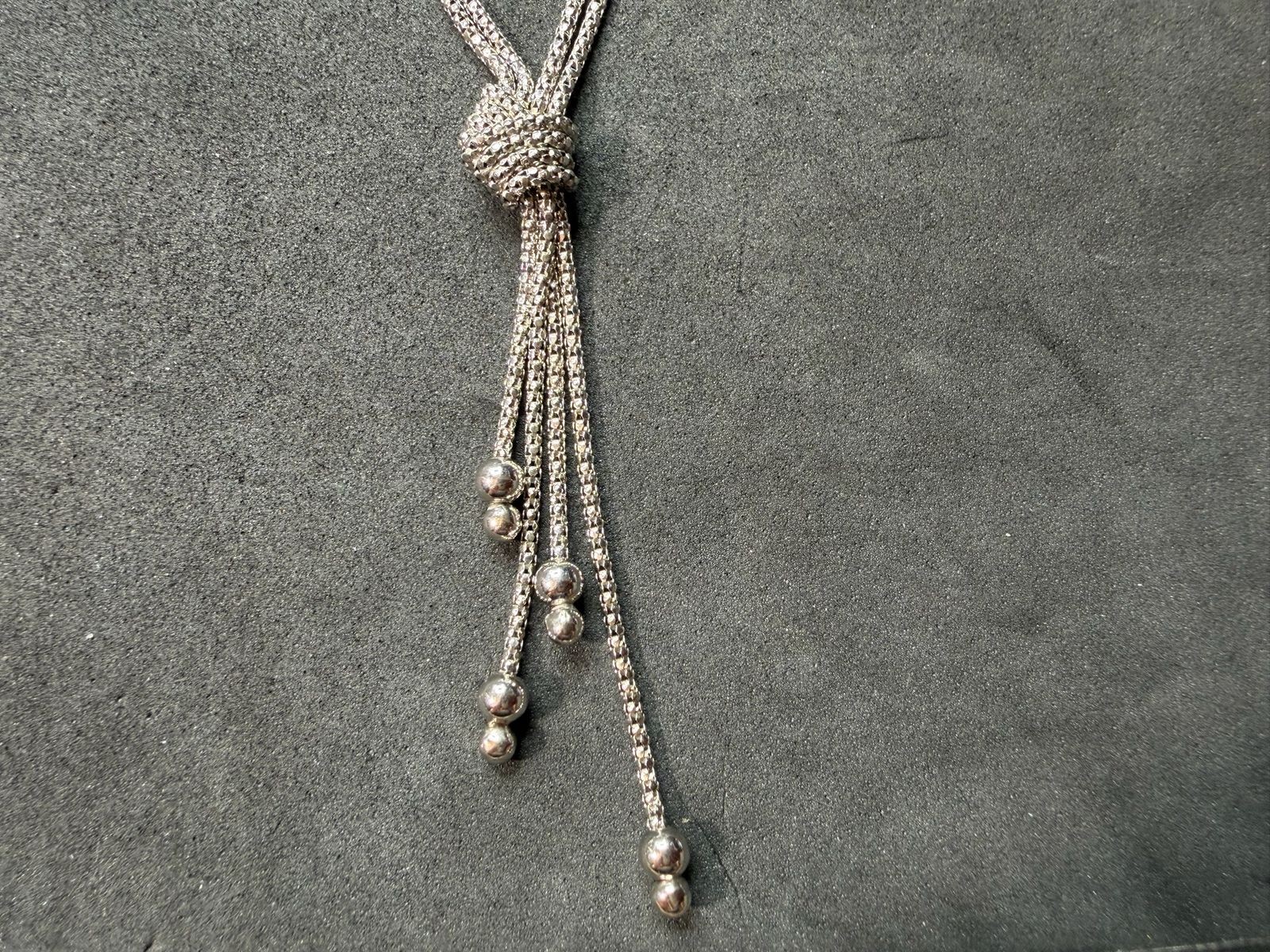 8.60g Vintage Sterling Silver 925 Knot Tassel Pendant Chain Necklace 17 in M