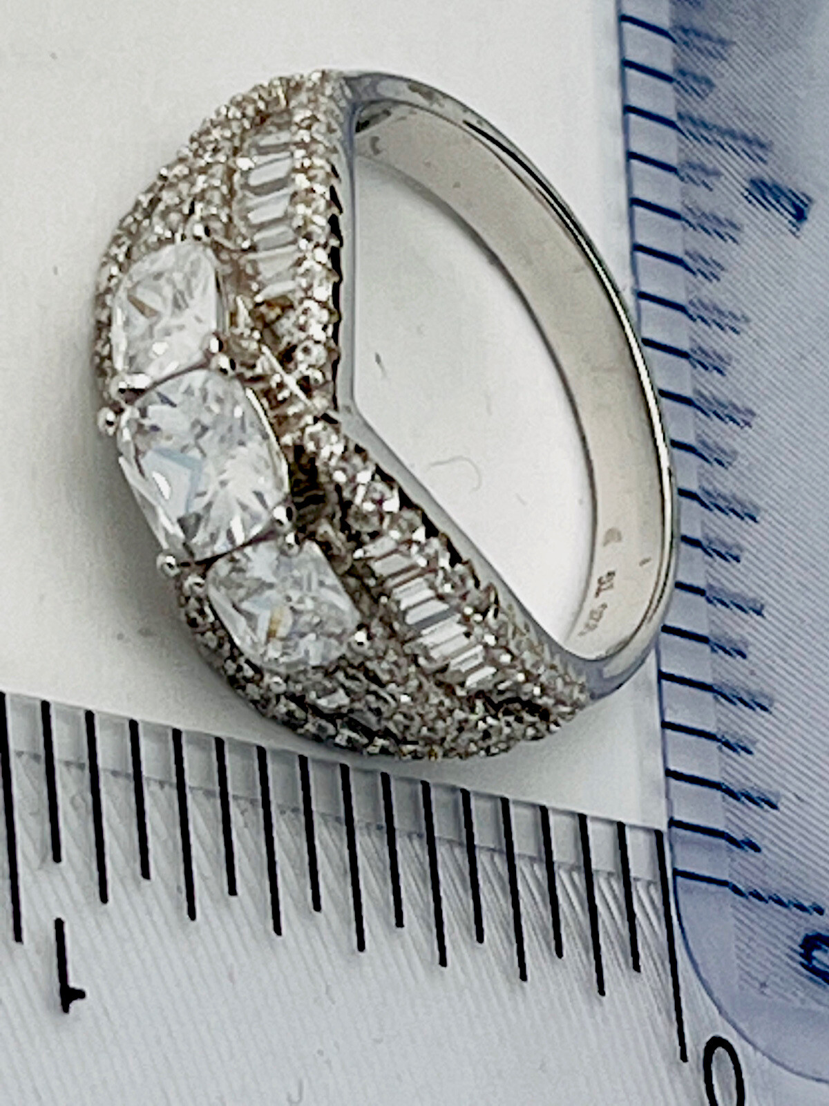 Sterling Silver 925 Prong Set 78 Round 28 Baguette 3 Princess CZ Ring Size 7