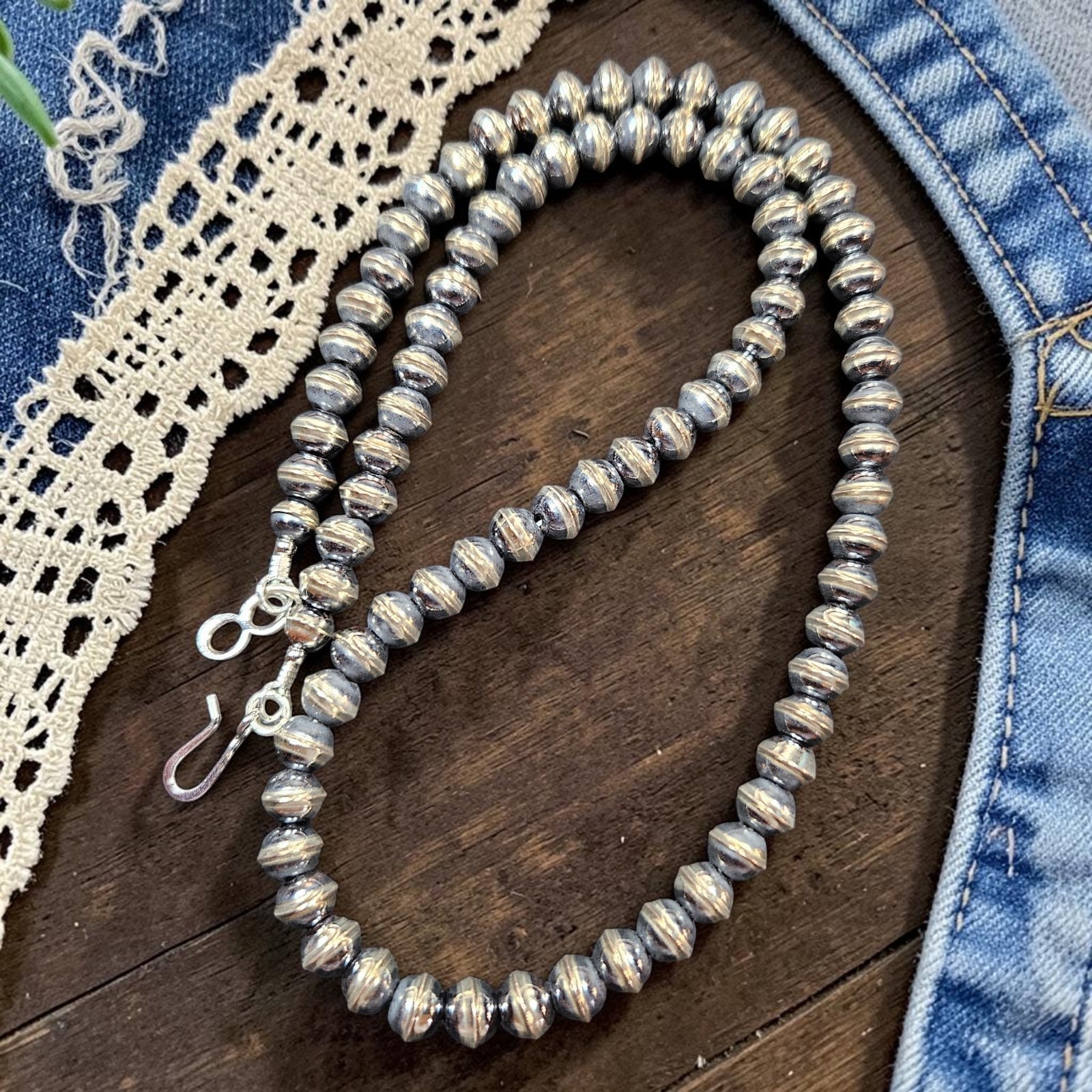 18″ NAVAJO Pearls Desert 6mm Southwest Native Bench Beads Squash Pawn Necklace
