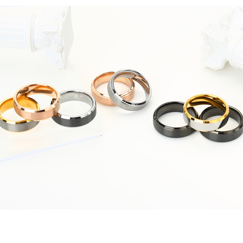 Rose Gold Color Tungsten Carbide Engagement Rings For Men Women Wedding Bands