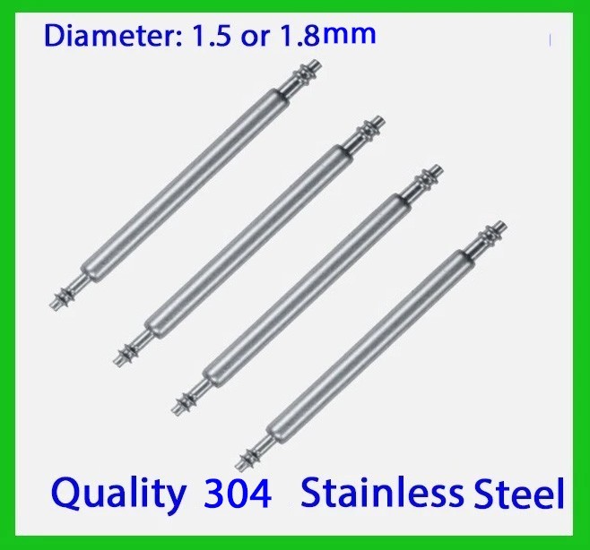 4 x Watch Spring Bar for Watchband 304 Stainless Steel -Diameter 1.5mm or 1.8mm
