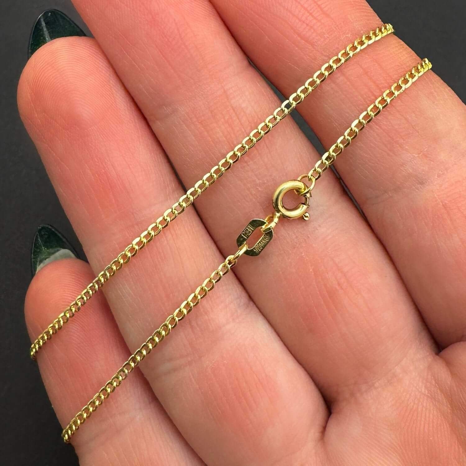 Solid 14K Gold Filled 1.5mm Cuban-Curb Chain Necklace 16″, 18″, 20″, 22″, 24″