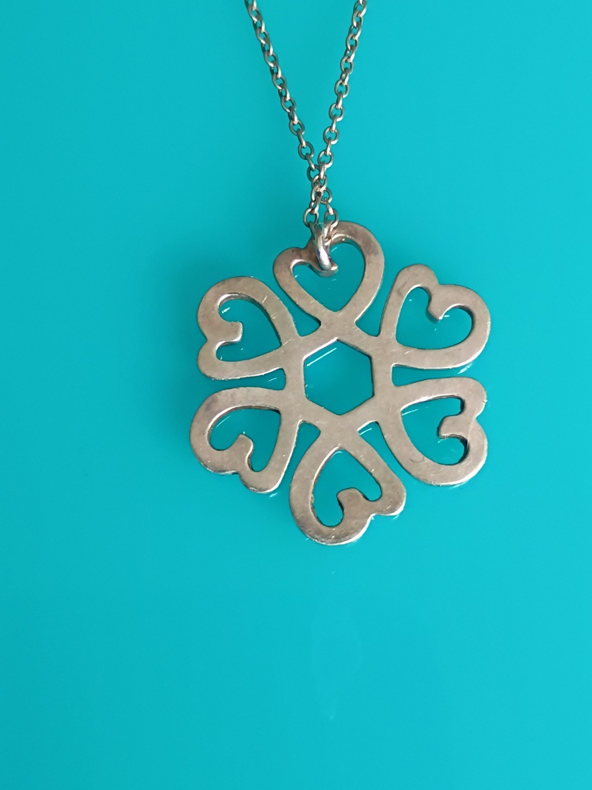 Tiffany & Co. Large Silver Paloma Picasso Loving Heart Clover Pendant Necklace